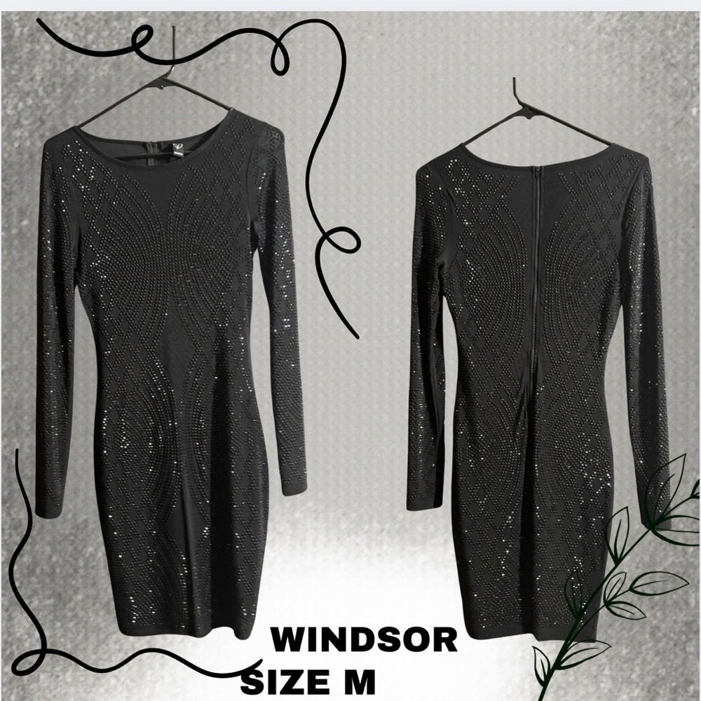 Windsor Elegant Black Long Sleeve Dress